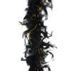 Boa kerstslinger veren zwart met goud 200 cm kerstversiering - Kerstslingers