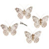12x stuks decoratie vlinders op clip goud glitter 10 x 8 cm - Hobbydecoratieobject