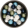 Kerstballen 37x stuks wit/groen/zilver/blauw kunststof 6cm - Kerstbal