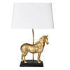 Clayre & Eef Tafellamp Paard 35x18x55 cm Goudkleurig Wit Kunststof Bureaulamp Goudkleurig Bureaulamp