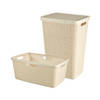 Curver Jute Wasmand met deksel 58L + Wasmand 46L - Gebroken Wit