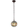LumiLamp Hanglamp Tiffany Ø 20x116 cm Geel Metaal Glas Rond Hanglamp Eettafel Geel Hanglamp Eettafel