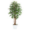 Kopu® Kunstplant Ficus 150 cm met witte Pot - 720 bladeren