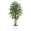 Kopu® Kunstplant Ficus 150 cm in witte pot - 720 bladeren