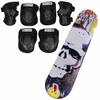 Set van skateboard 81 cm met doodskop print en valbescherming maat S - 4 tot 5 jaar - Lichaamsbeschermers