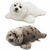 2x stuks Zeehonden knuffels van 40 cm wit en grijs - Knuffel zeedieren