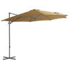 vidaXL Zweefparasol met stalen paal 300 cm taupe