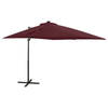 vidaXL Zweefparasol met paal en LED-verlichting 250 cm bordeauxrood