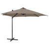 vidaXL Zweefparasol met paal en LED-verlichting 300 cm taupe