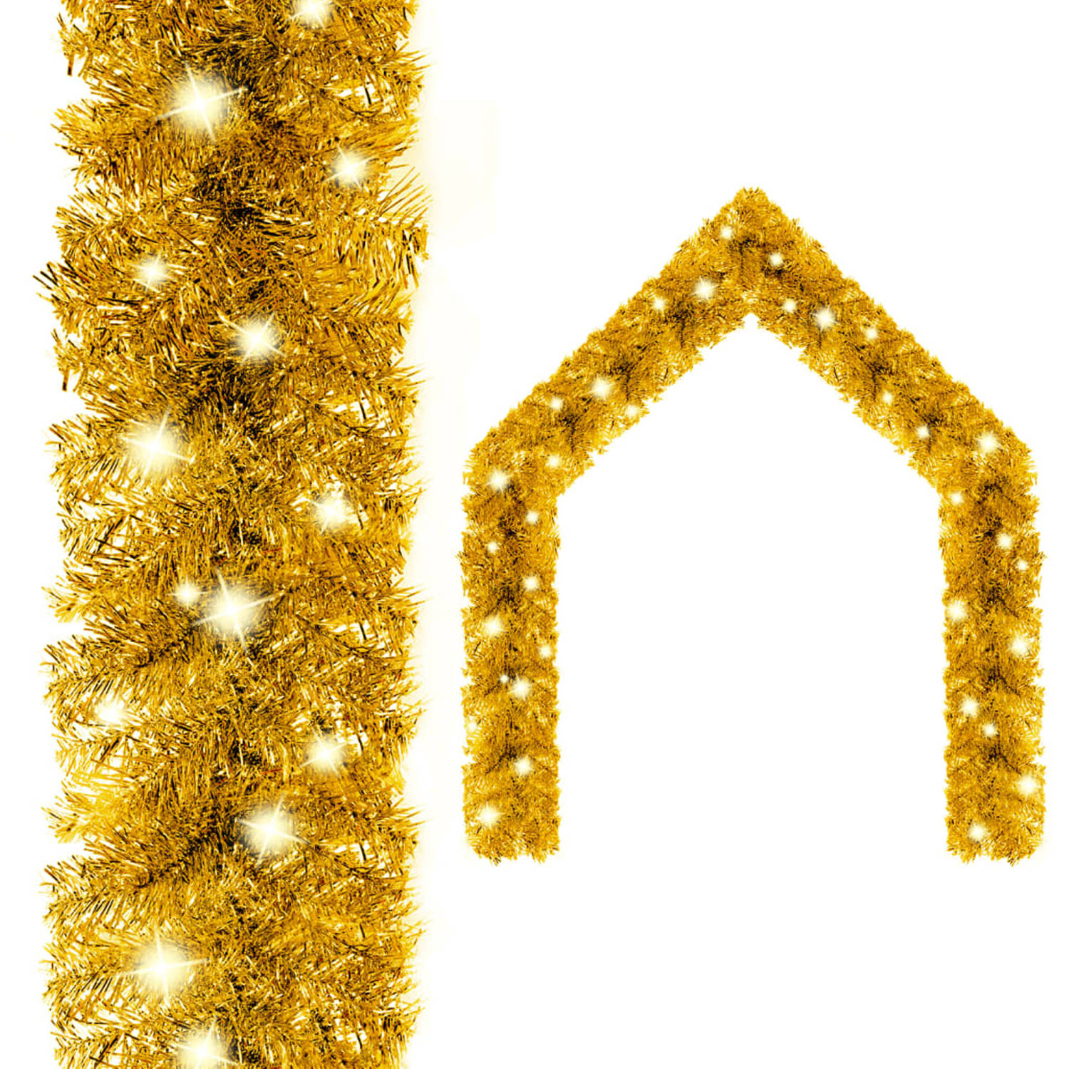 vidaXL Kerstslinger met LED-lampjes 10 m goudkleurig