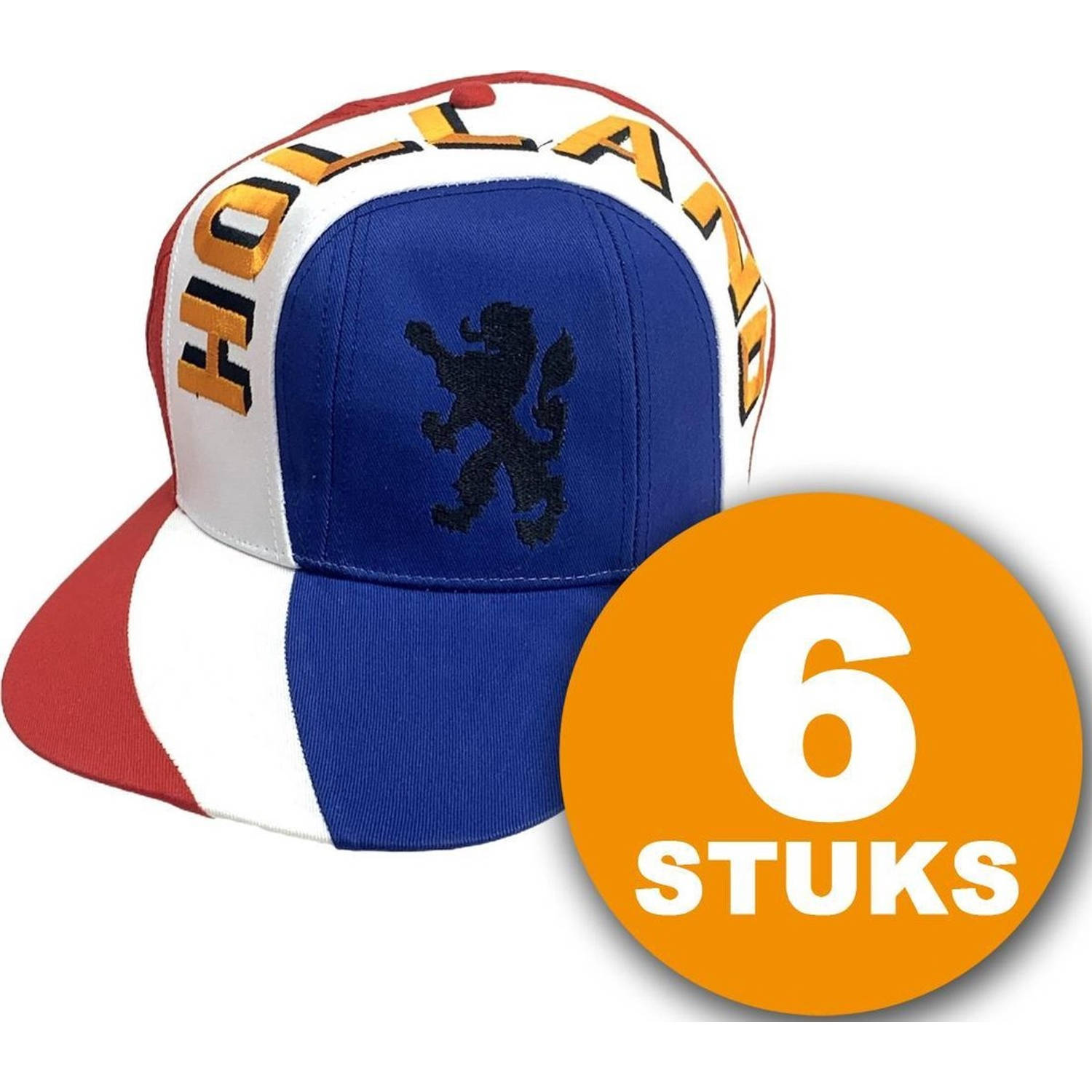 Oranje Feestpet | 6 stuks Pet "Holland" | Feestkleding EK/WK Voetbal | Rood-Wit-Blauw | Oranje Versiering Versierpakket Nederlands Elftal Oranjepakket