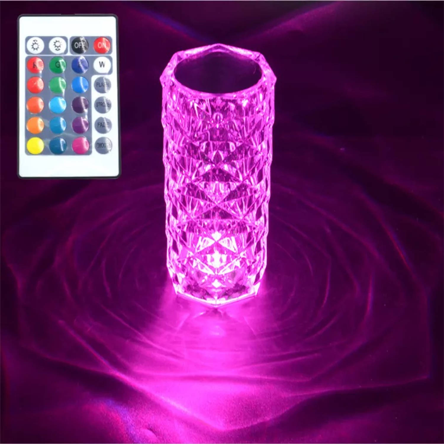 Crystal Led Touch Lamp - Oplaadbaar Met Afstandsbediening