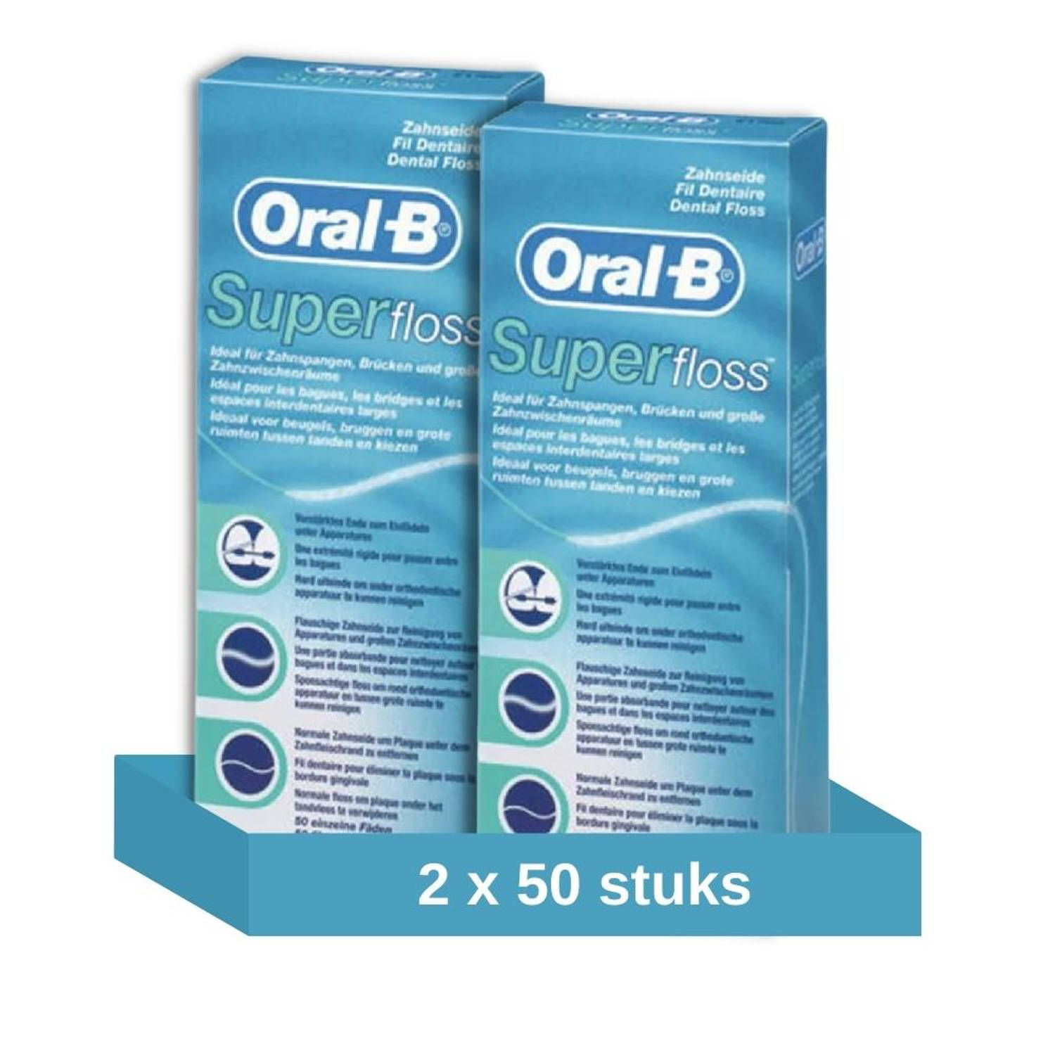 Oral-B Flosdraad - Super Floss - 50 stuks - 2 stuks