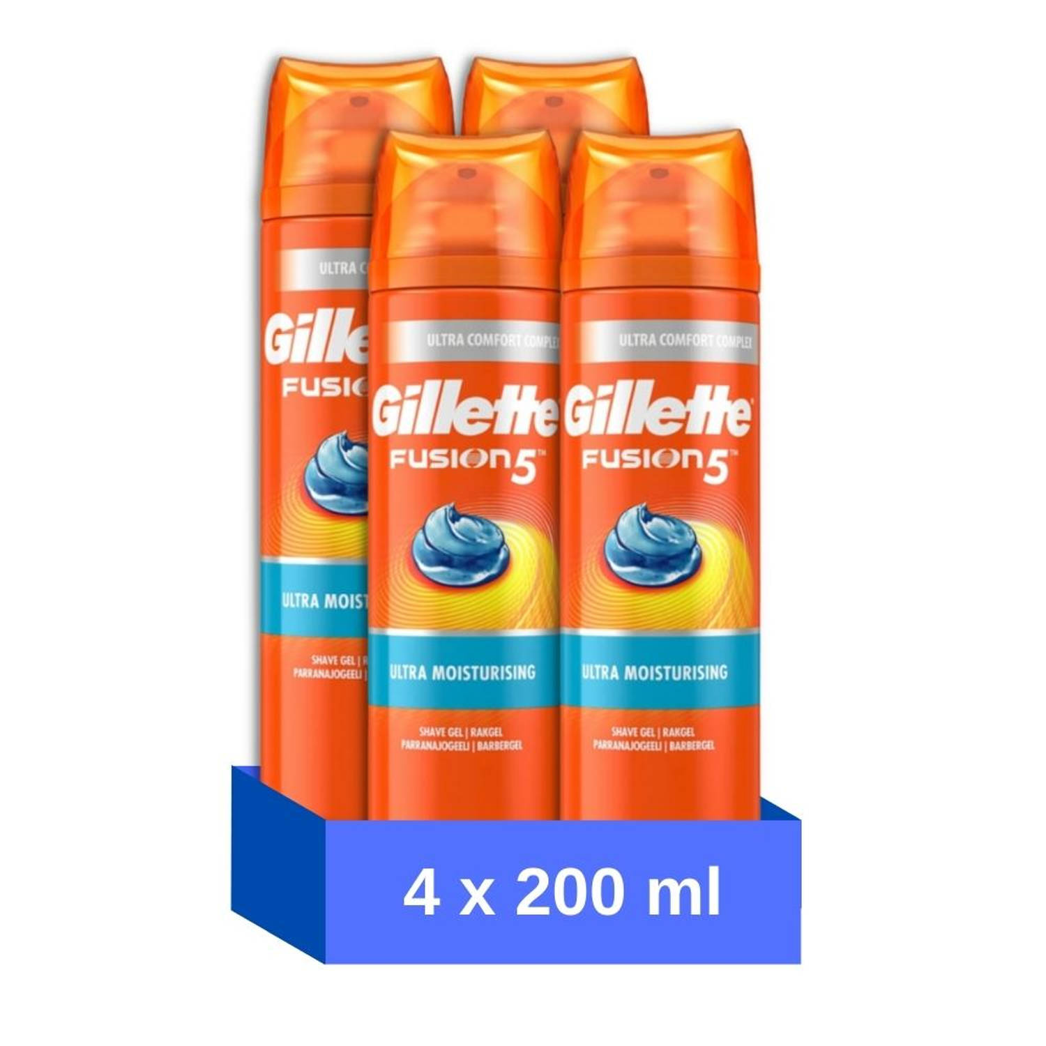 Gillette Fusion 5 Ultra Moist Shave Gel - 200 ml - 4 stuks