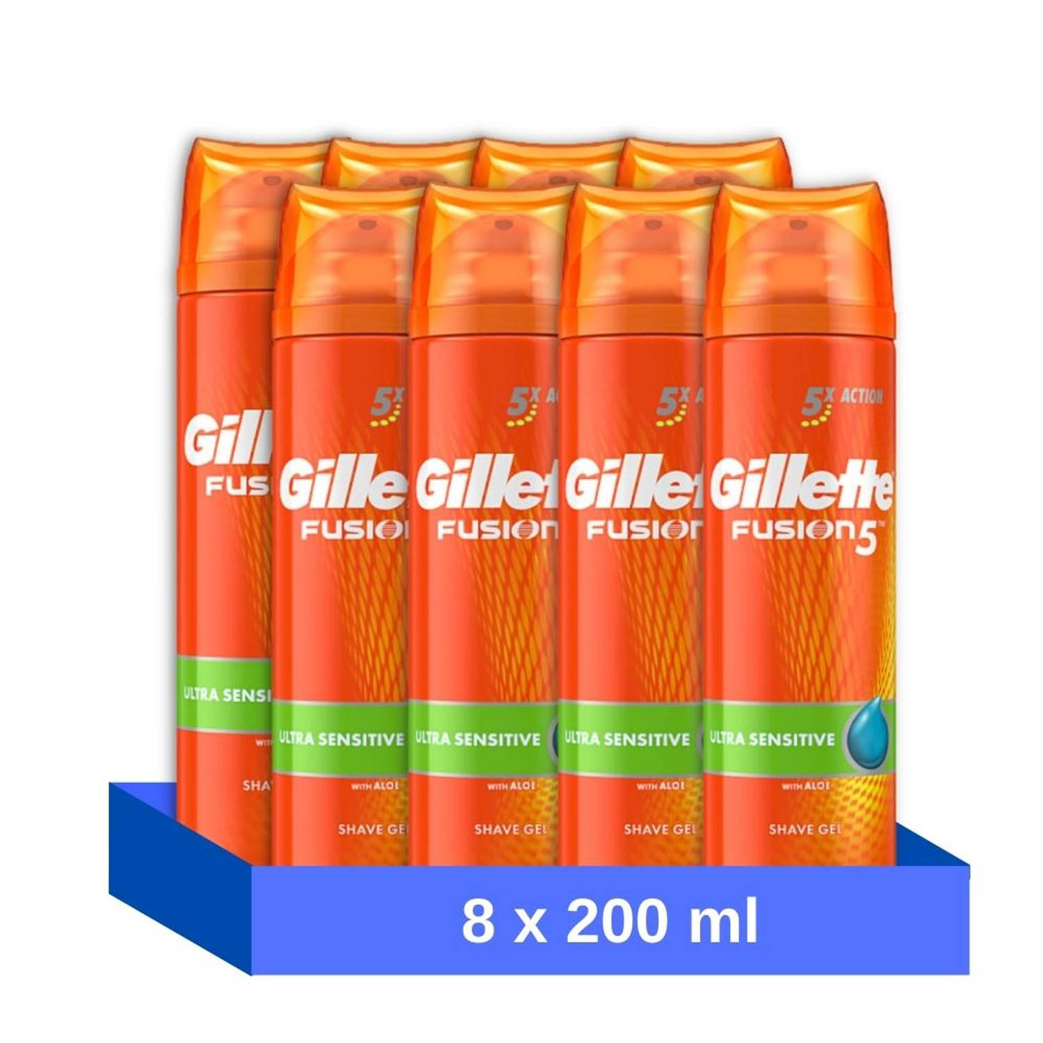 Gillette Scheergel Fusion5 - Ultra Sensitive - 200 ml - 8 stuks