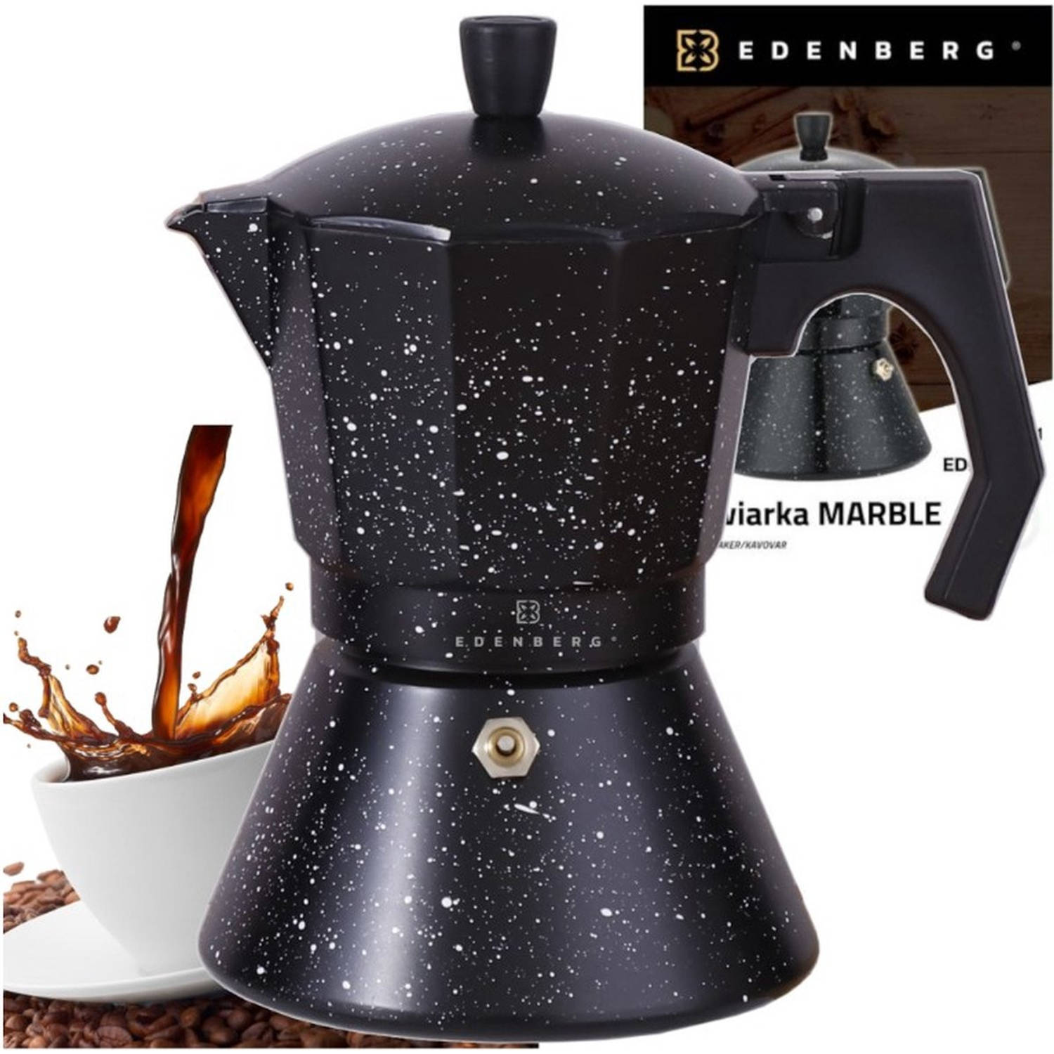 Edënbërg Stonetec Line - Percolator - Koffiemaker 9 kops - Espresso Maker 450 ML - Marmer Coating