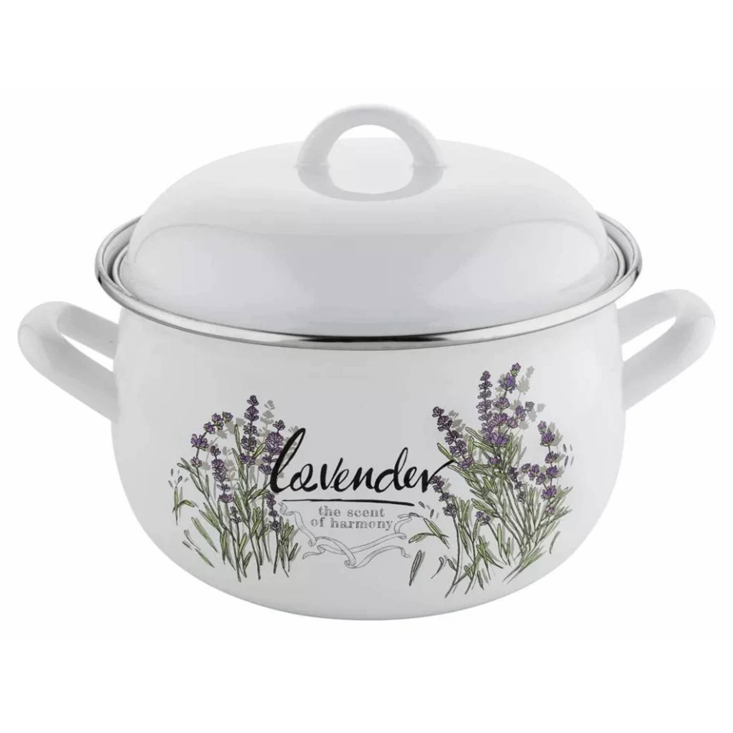 Emalia Retro Lavendel Geëmailleerde Vintage Kookpan 20 Cm 4.1 Liter Wit / Paars