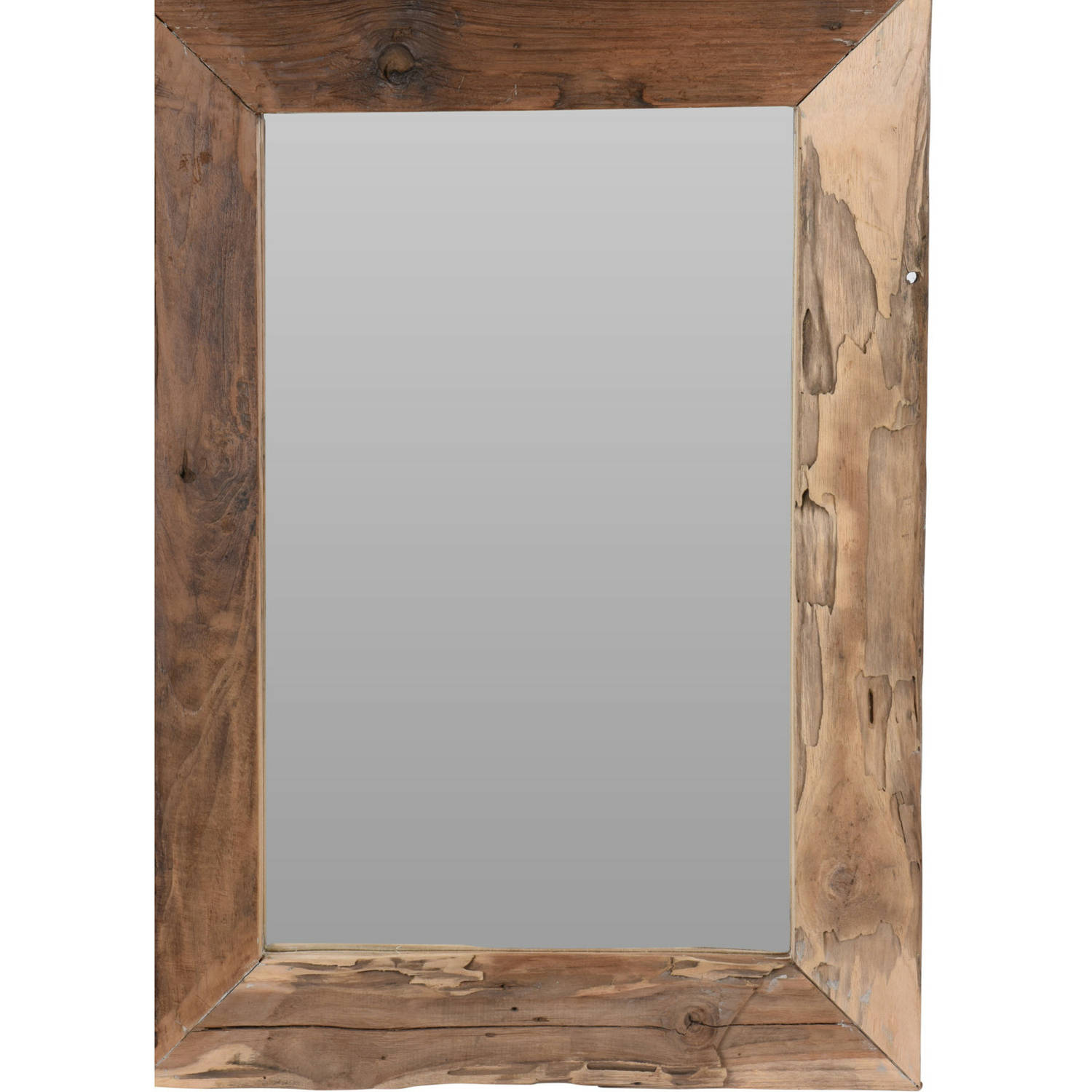 Spiegel-wandspiegel Teak Hout Bruin Rechthoek 70 X 50 Cm Spiegels