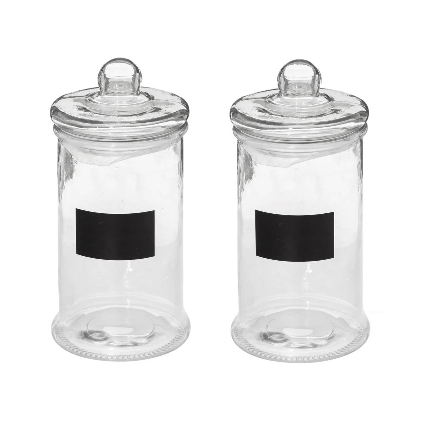 2x stuks snoeppotten/voorraadpotten 1,6L glas met deksel en krijtvlak - Voorraadpot