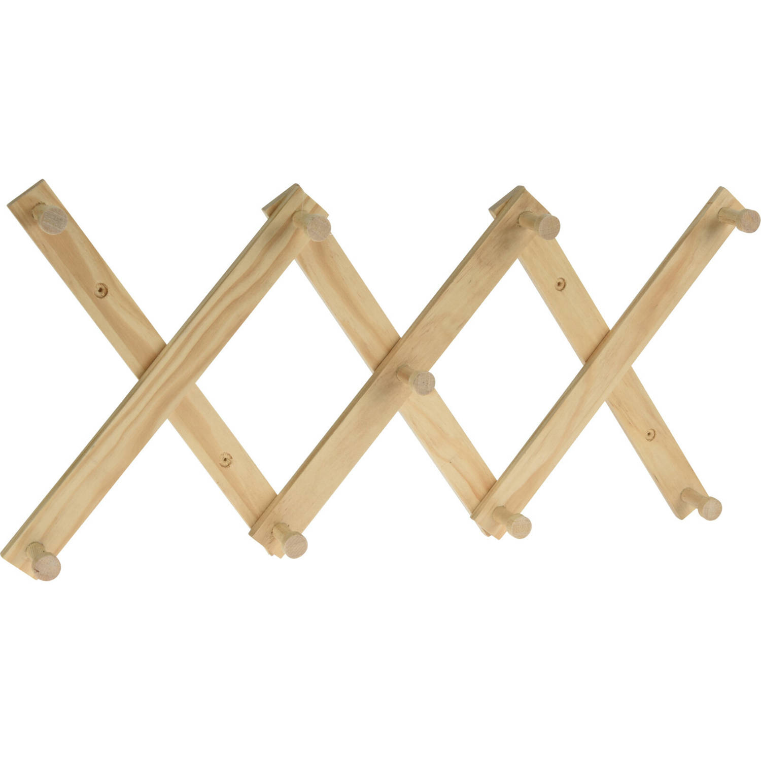 Kinderkamer deurhanger/kapstok verstelbaar - 9 haakjes - hout - 60 x 12 cm - Kapstokken