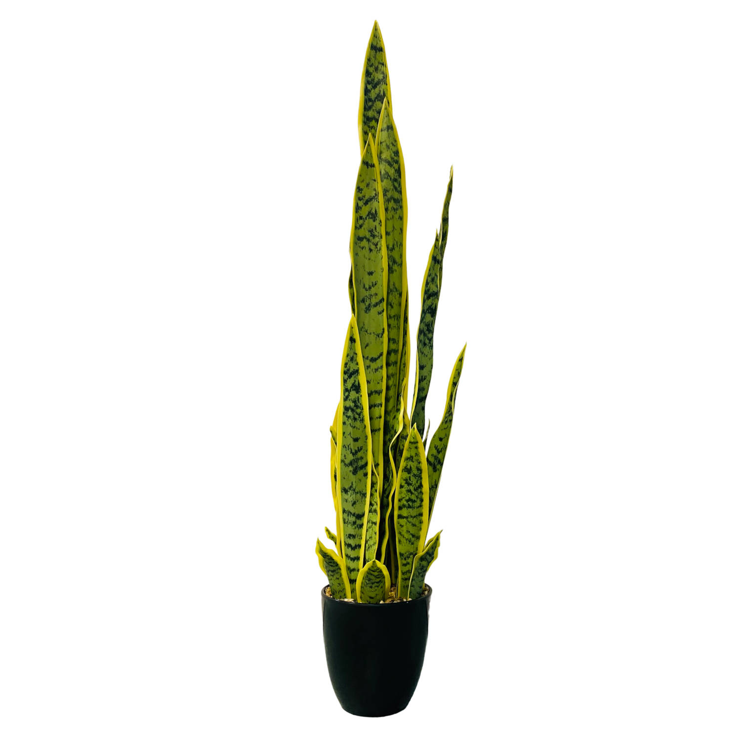 HEM Sanseviera / Vrouwentong Kunstplant - Levensechte Kunstplant voor binnen - in pot - groen / geel 92 cm