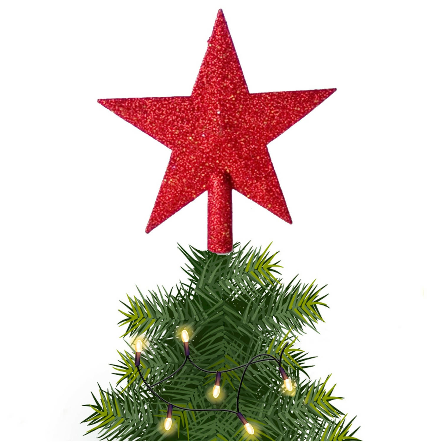 Sentimenteel man Sta in plaats daarvan op Mini Kerstboom piek rood 14 cm met glitters - Kleine kerstpieken -  kerstboompieken | Blokker