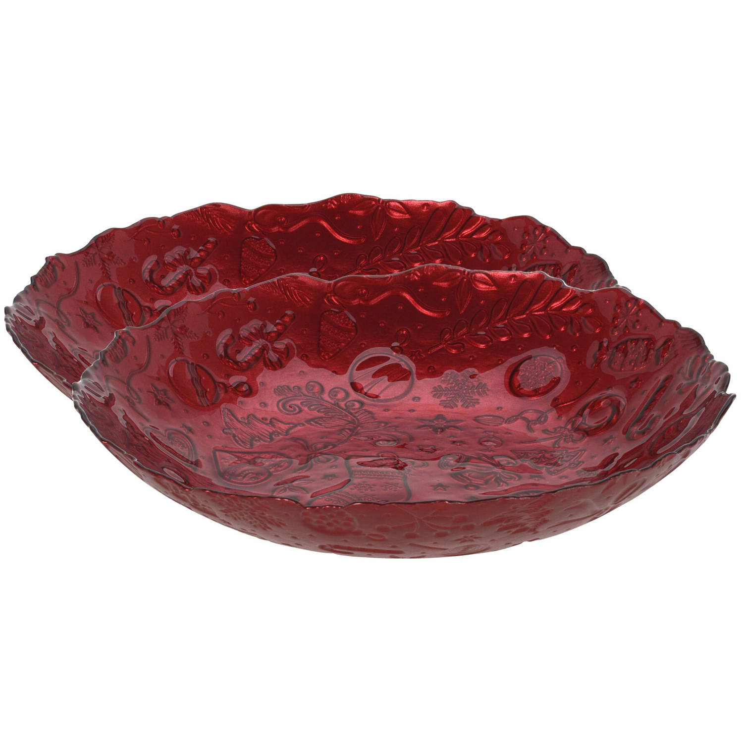 Glazen Decoratie Schaal-fruitschaal Rood Rond D30 X H6 Cm Schalen
