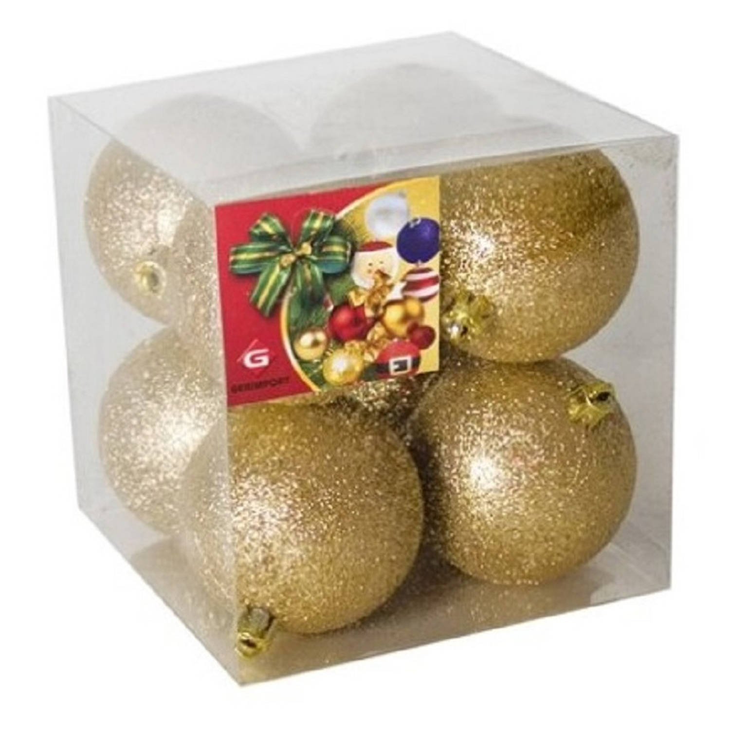 8x Stuks Kerstballen Goud Glitters Kunststof 7 Cm - Kerstbal