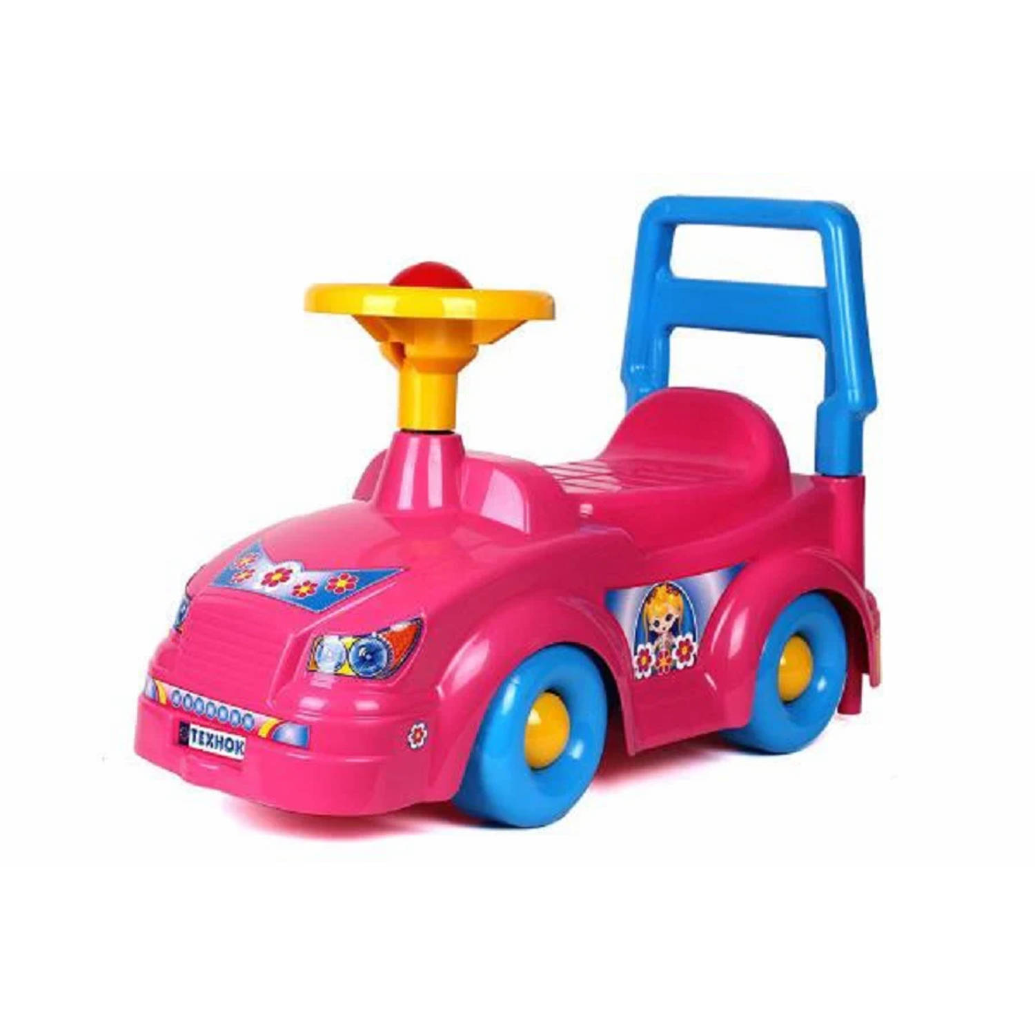 Ride-on TechnoK Prinsess loopauto met claxon en rugsteun Roze Kinderauto