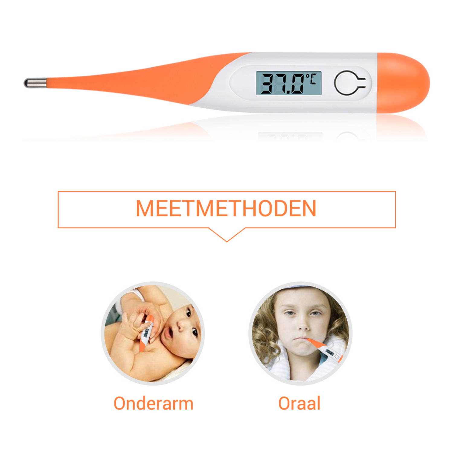 Thermometer lichaam - Koortsthermometer voor volwassenen - Oranje - Incl. opbergcase en | Blokker
