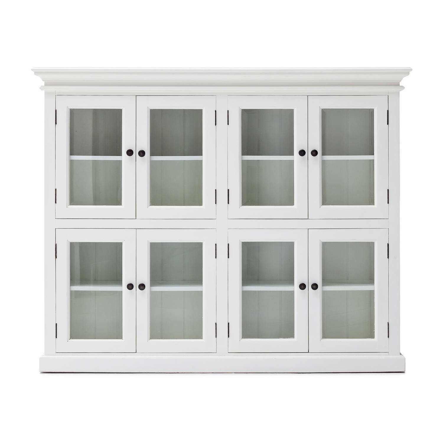 Hioshop Halifax vitrinekast met 8 glazen deuren, in wit.