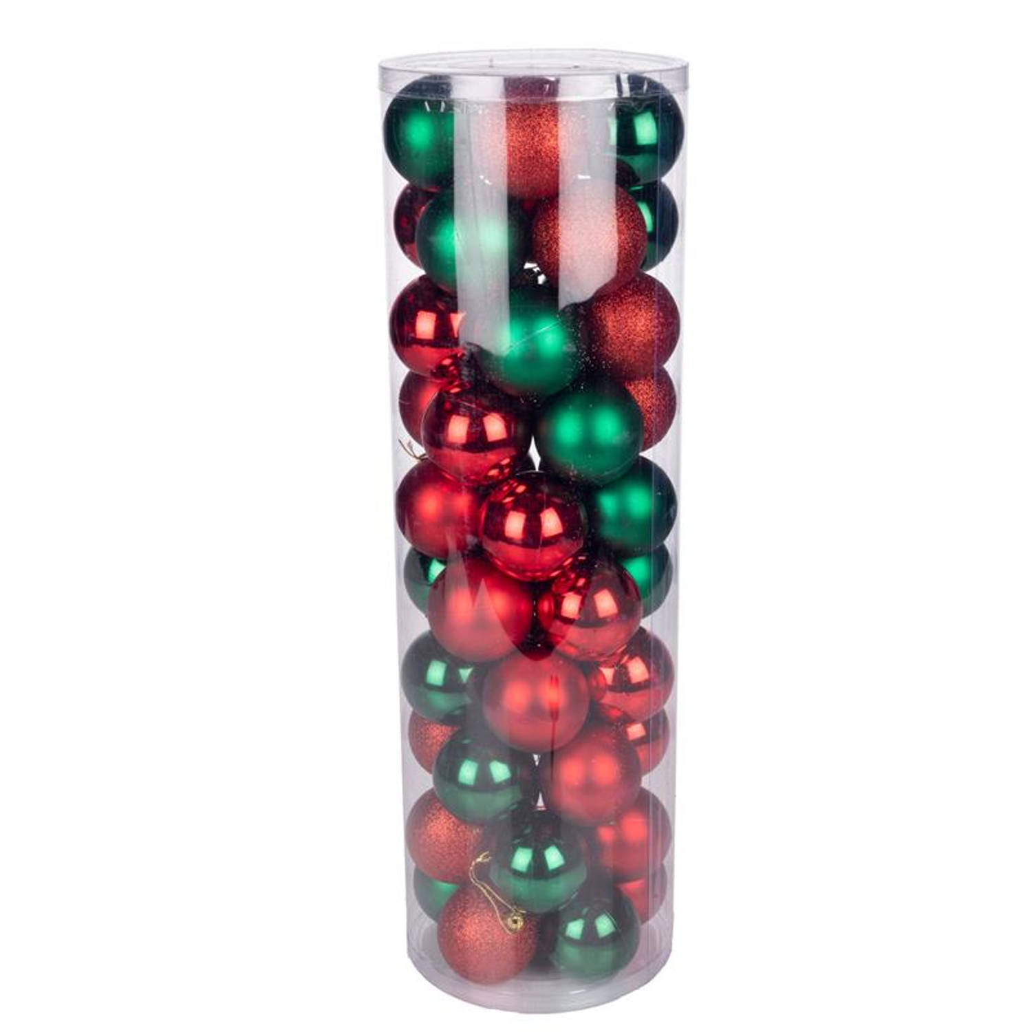 Christmas Gifts Kerstballen set 50 stuks - rood/groen - mat - glanzend - glitter