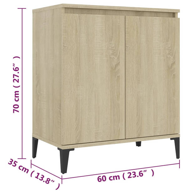 The Living Store Dressoir Industriële Stijl - 60 x 35 x 70 cm - Sonoma Eiken - Met 2 Deuren