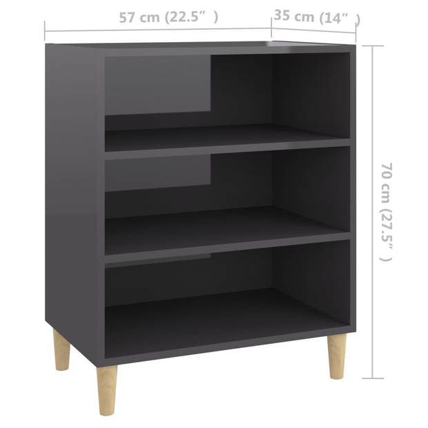 vidaXL Dressoir 57x35x70 cm bewerkt hout hoogglans grijs