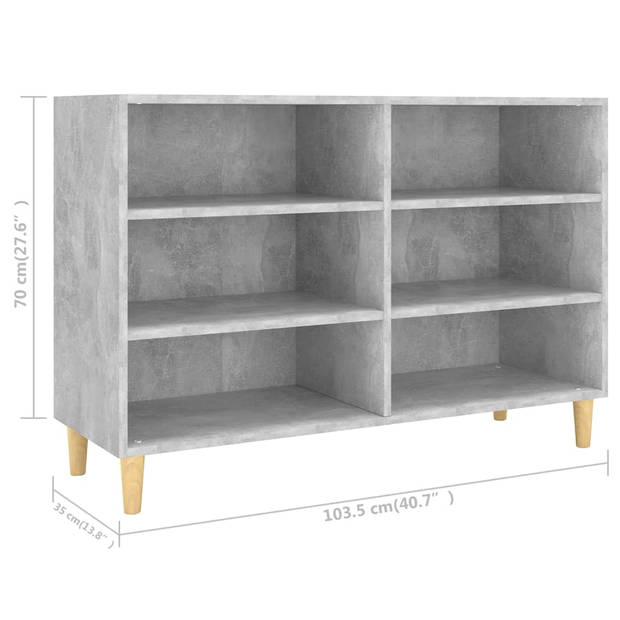 The Living Store Dressoir Scandinavische Stijl - 103.5 x 35 x 70 cm - Betongrijs