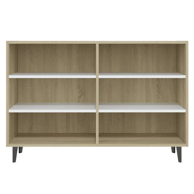 vidaXL Dressoir 103,5x35x70 cm bewerkt hout wit en sonoma eikenkleurig