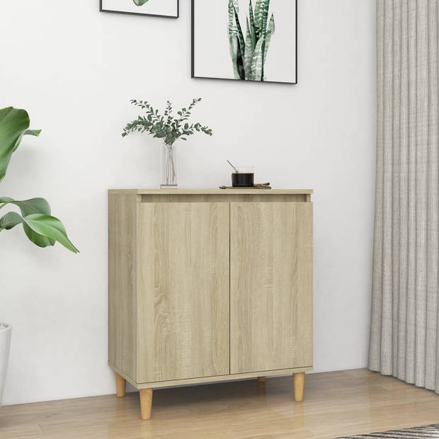 The Living Store Dressoir met houten poten 60x35x70 cm spaanplaat sonoma eiken - Keukenkast