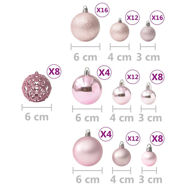 vidaXL 100-delige Kerstballenset roze