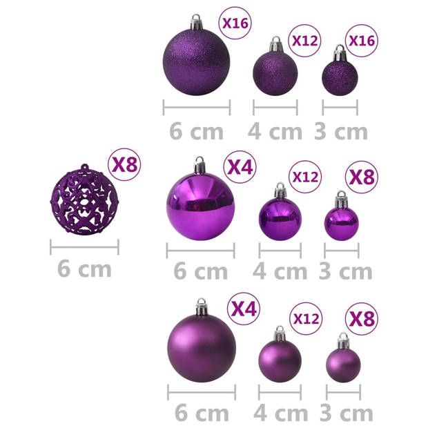 vidaXL 100-delige Kerstballenset paars