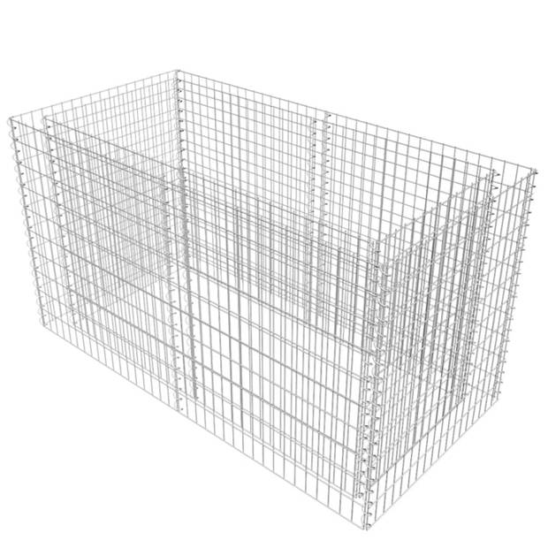 vidaXL Gabion plantenbak verhoogd 180x90x100 cm staal zilverkleurig