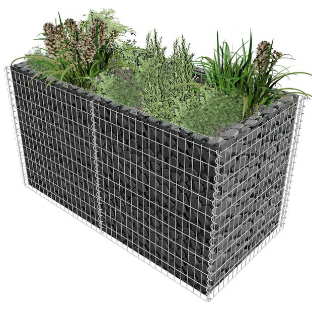 vidaXL Gabion plantenbak verhoogd 180x90x100 cm staal zilverkleurig