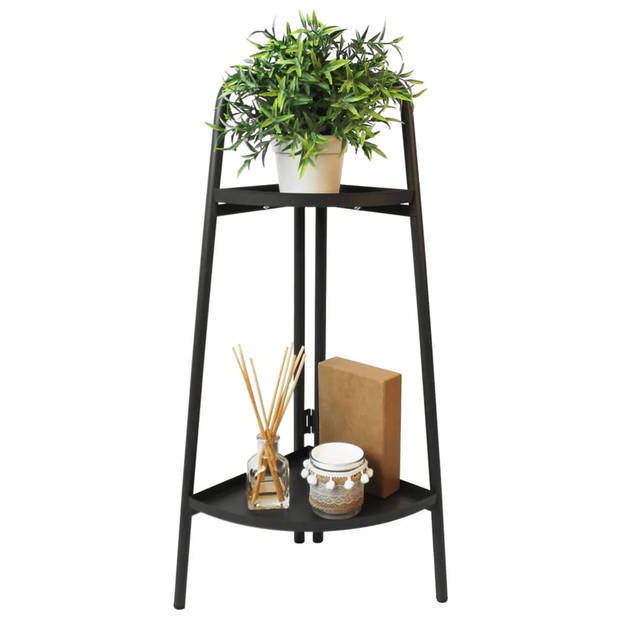 Pro Garden Plantenrek/plantentafel - antraciet - metaal - 26 x 26 x 70 cm - inklapbaar - Plantenrekjes