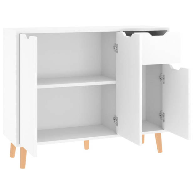 The Living Store Dressoir Bijzetkast - 90x30x72cm - Hoogglans wit - spaanplaat