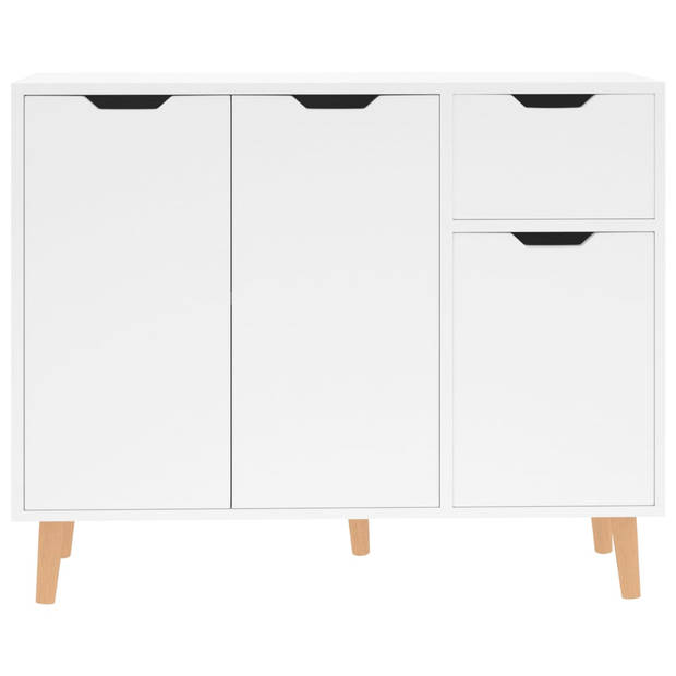 The Living Store Dressoir Bijzetkast - 90x30x72cm - Hoogglans wit - spaanplaat