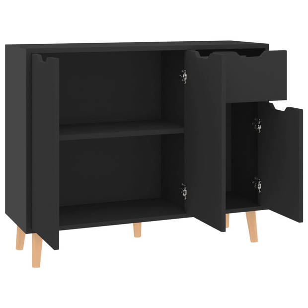 The Living Store Dressoir - Hoogglans zwart - 90 x 30 x 72 cm - spaanplaat