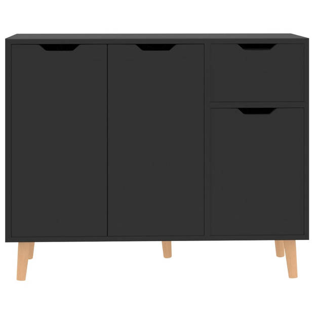 The Living Store Dressoir - Hoogglans zwart - 90 x 30 x 72 cm - spaanplaat