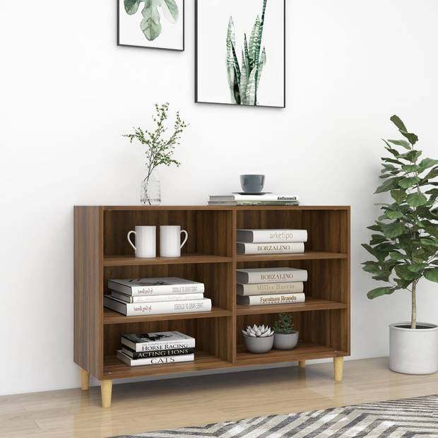 The Living Store Dressoir - Scandinavische Charme - Kast met 6 schappen - 103.5x35x70 cm - Bruineiken