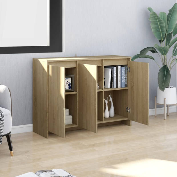 The Living Store Dressoir - Sonoma Eiken - 102 x 33 x 75 cm - 3 Deuren