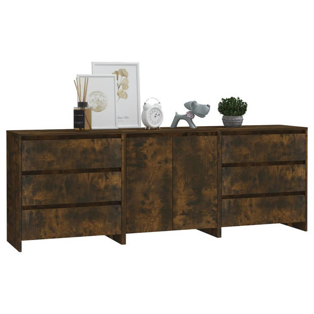 The Living Store Opbergkasten - Dressoir met deuren en lades - Gerookt eiken - 70 x 41 x 75 cm