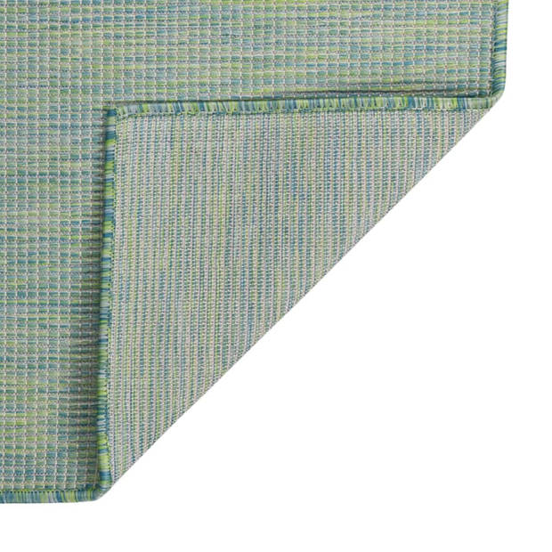 The Living Store Tuinkleed - platgeweven vloerkleed van duurzaam polypropyleen - 140 x 200 cm - turquoise - 100% PP -
